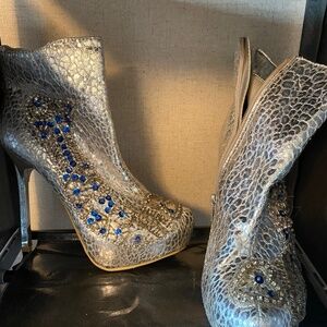 Silver and blue platform boots